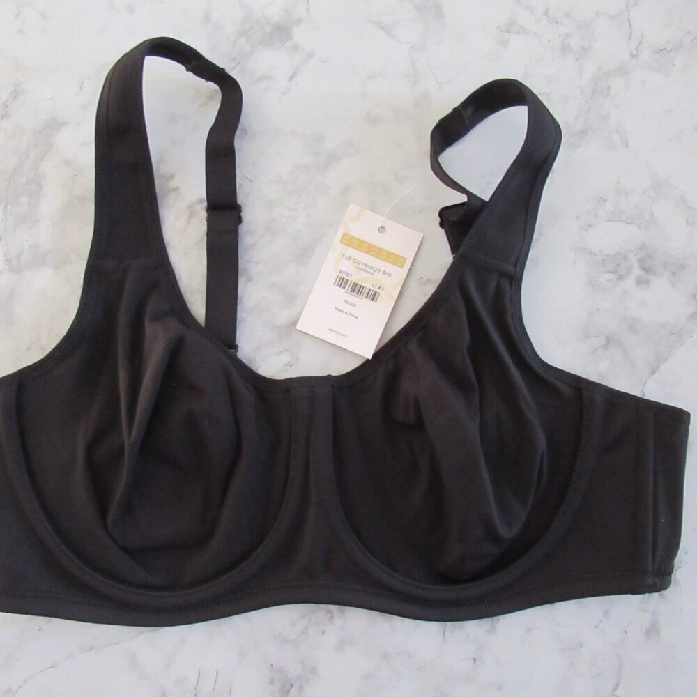 New Delimira Bra 34C Black Full Coverage Back Closure Underwire W707